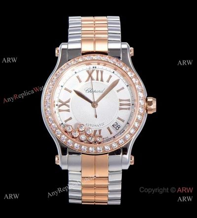 Swiss Grade Replica Chopard 7 Floating Diamond YF 2892-2 Watch Two Tone Rose Gold